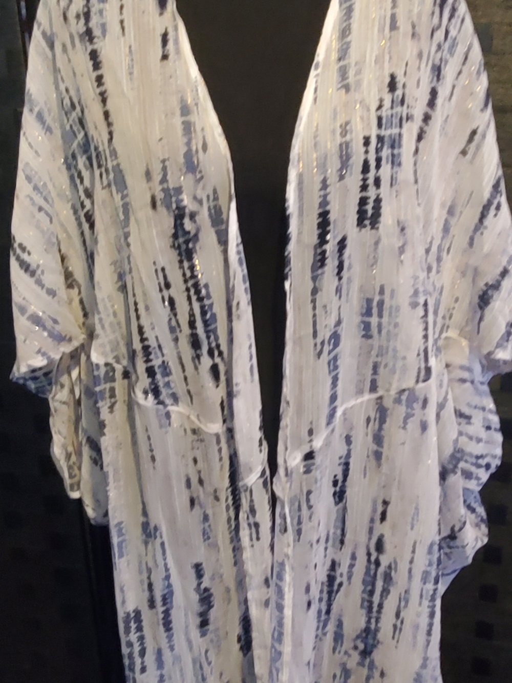Maurices White & Navy Sheer Tie-Dye Kimono Wrap